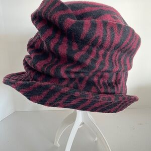 Elegant Black and Pink Striped Women's Hat